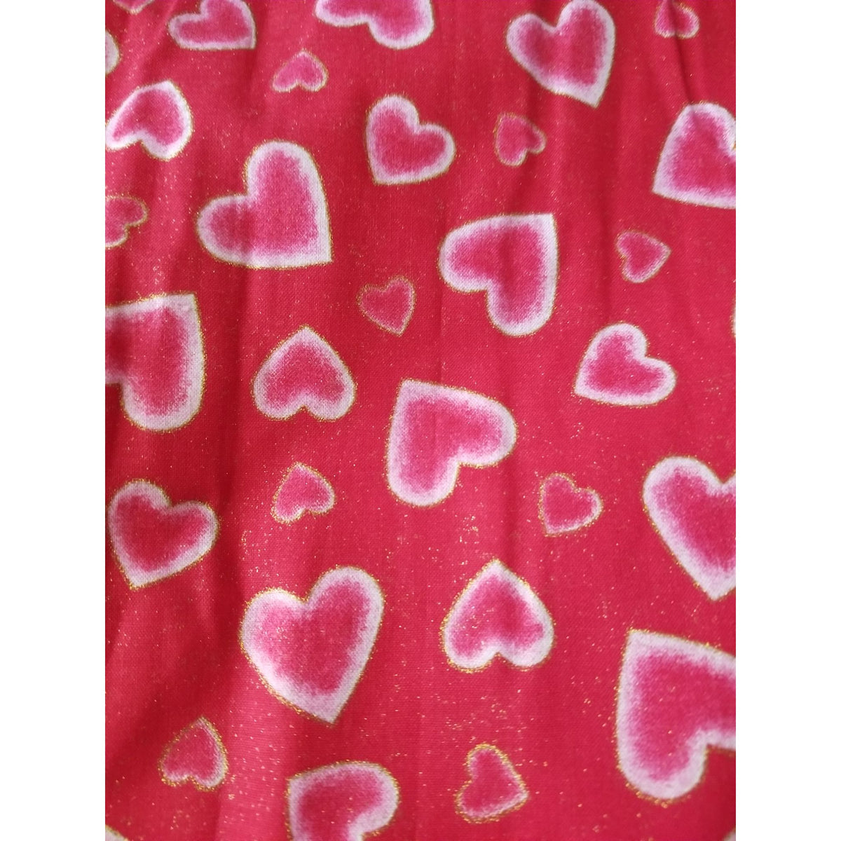 Material Red  Glitter Hearts Fabric 44" x 36"  Cotton  1 Yrd Craft Clothing  Joann