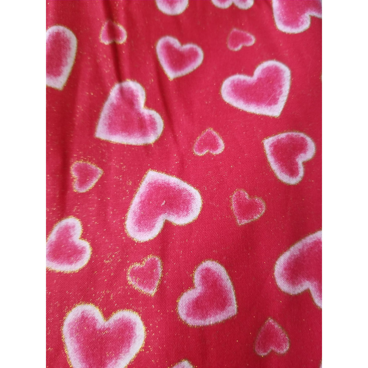 Material Red  Glitter Hearts Fabric 44" x 36"  Cotton  1 Yrd Craft Clothing  Joann