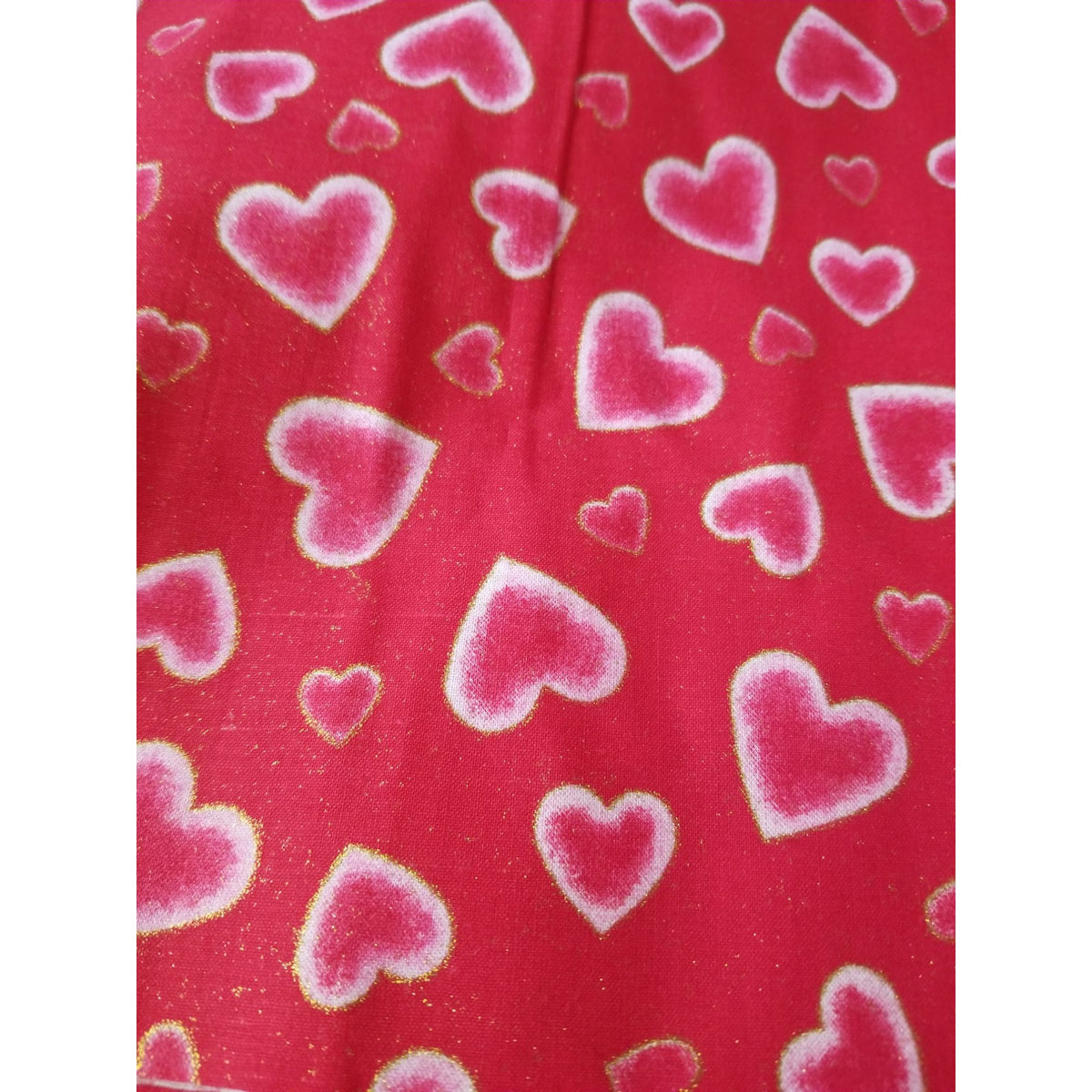 Material Red  Glitter Hearts Fabric 44" x 36"  Cotton  1 Yrd Craft Clothing  Joann