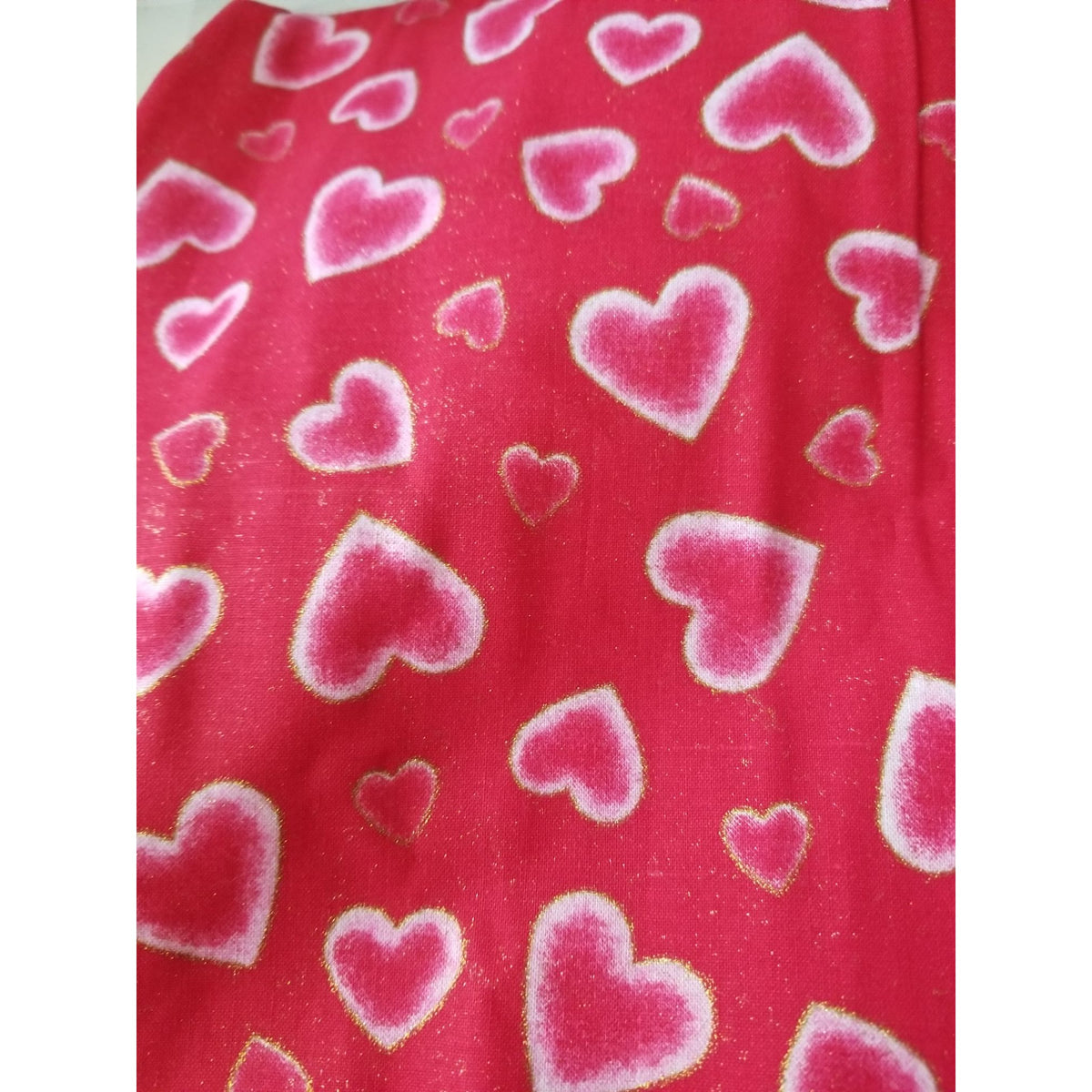 Material Red  Glitter Hearts Fabric 44" x 36"  Cotton  1 Yrd Craft Clothing  Joann
