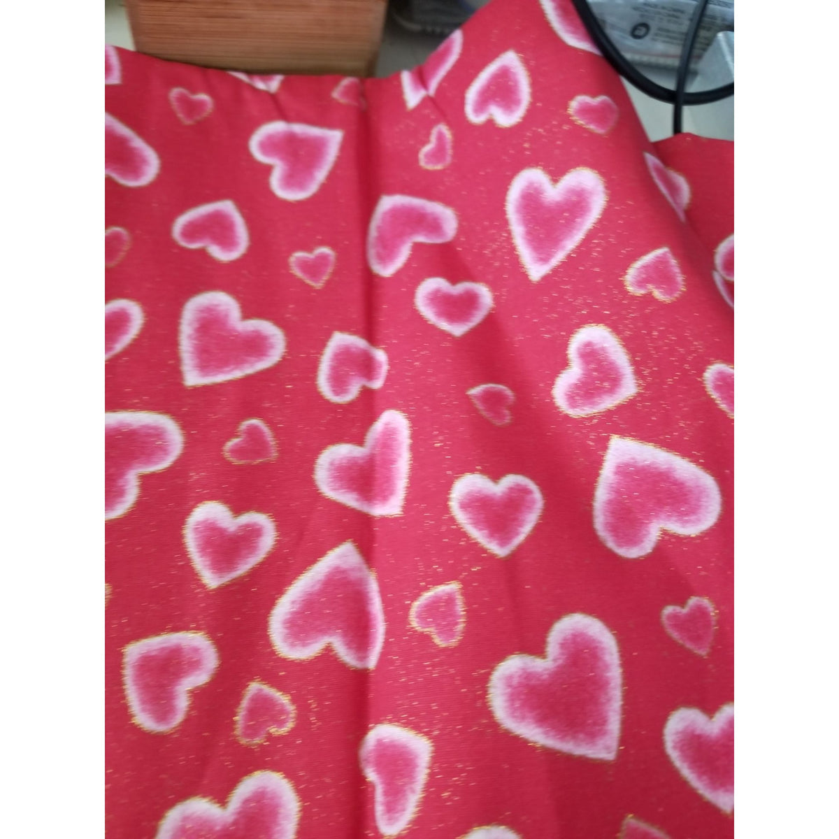 Material Red  Glitter Hearts Fabric 44" x 36"  Cotton  1 Yrd Craft Clothing  Joann