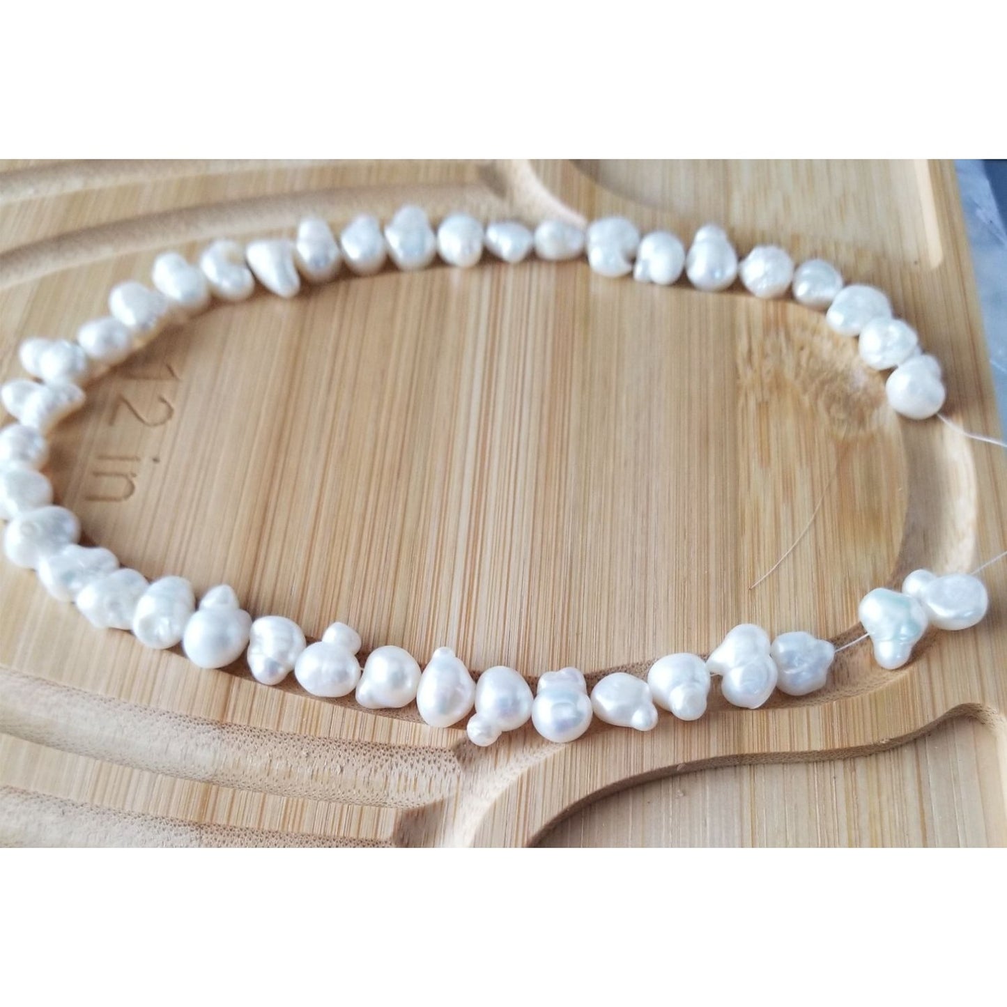 Loose Pearl White Baroque Double Pearls  Bag 5-O Drilled 10 mm  Bin Pearl  34 Pcs  140  ct  28  gr  8"