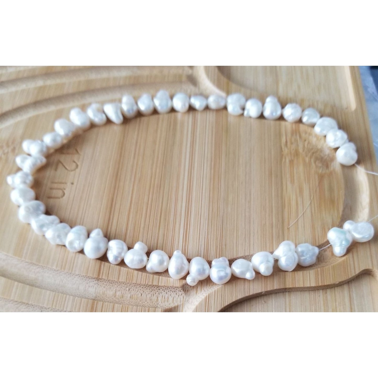 Loose Pearl White Baroque Double Pearls  Bag 5-O Drilled 10 mm  Bin Pearl  34 Pcs  140  ct  28  gr  8"