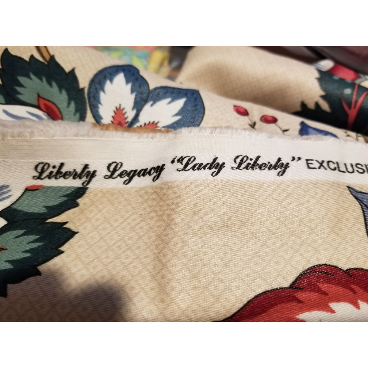 Material Cotton Blend Cream Fabric Dry Clean Only Big Flowers   36 " x  58" Cotton