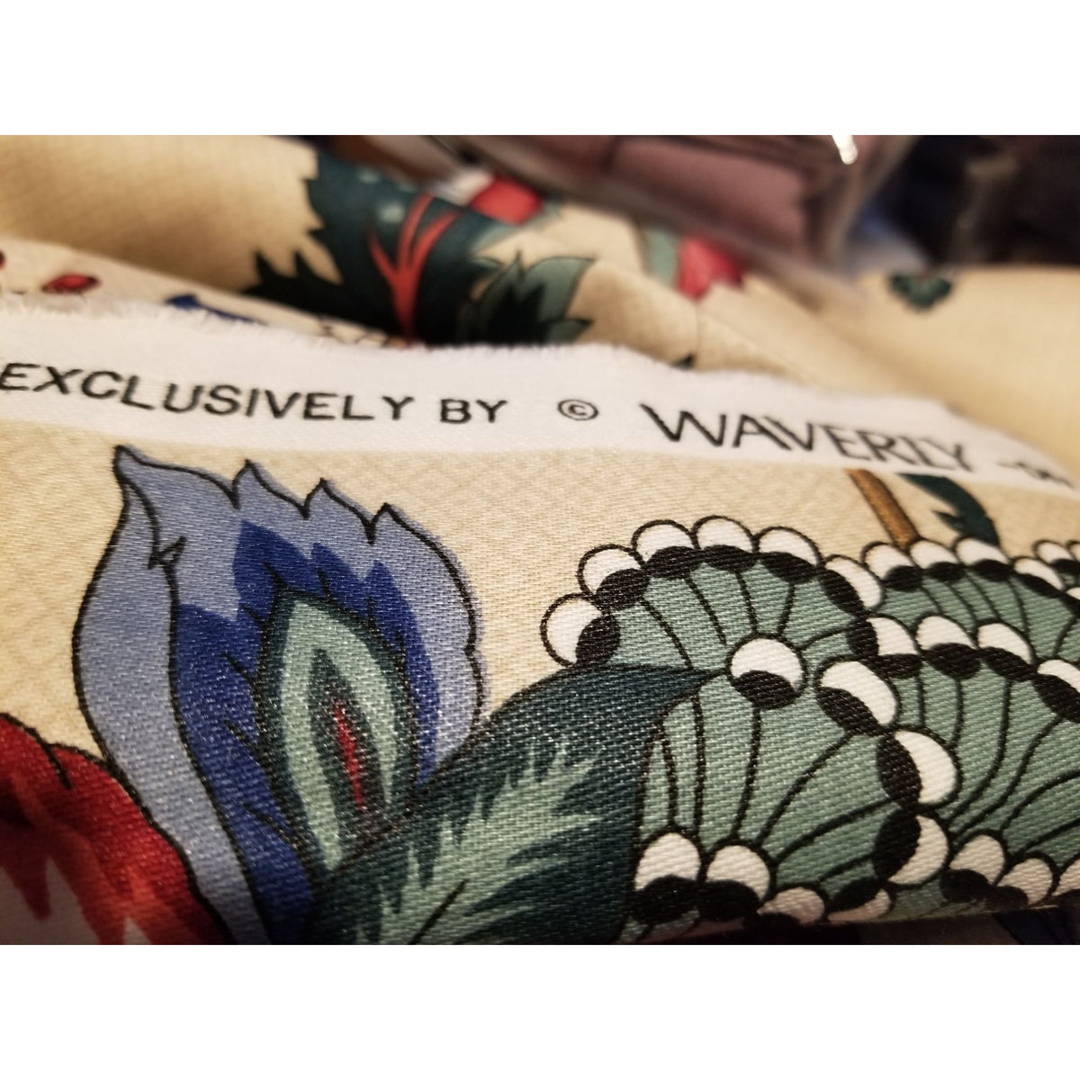 Material Cotton Blend Cream Fabric Dry Clean Only Big Flowers   36 " x  58" Cotton
