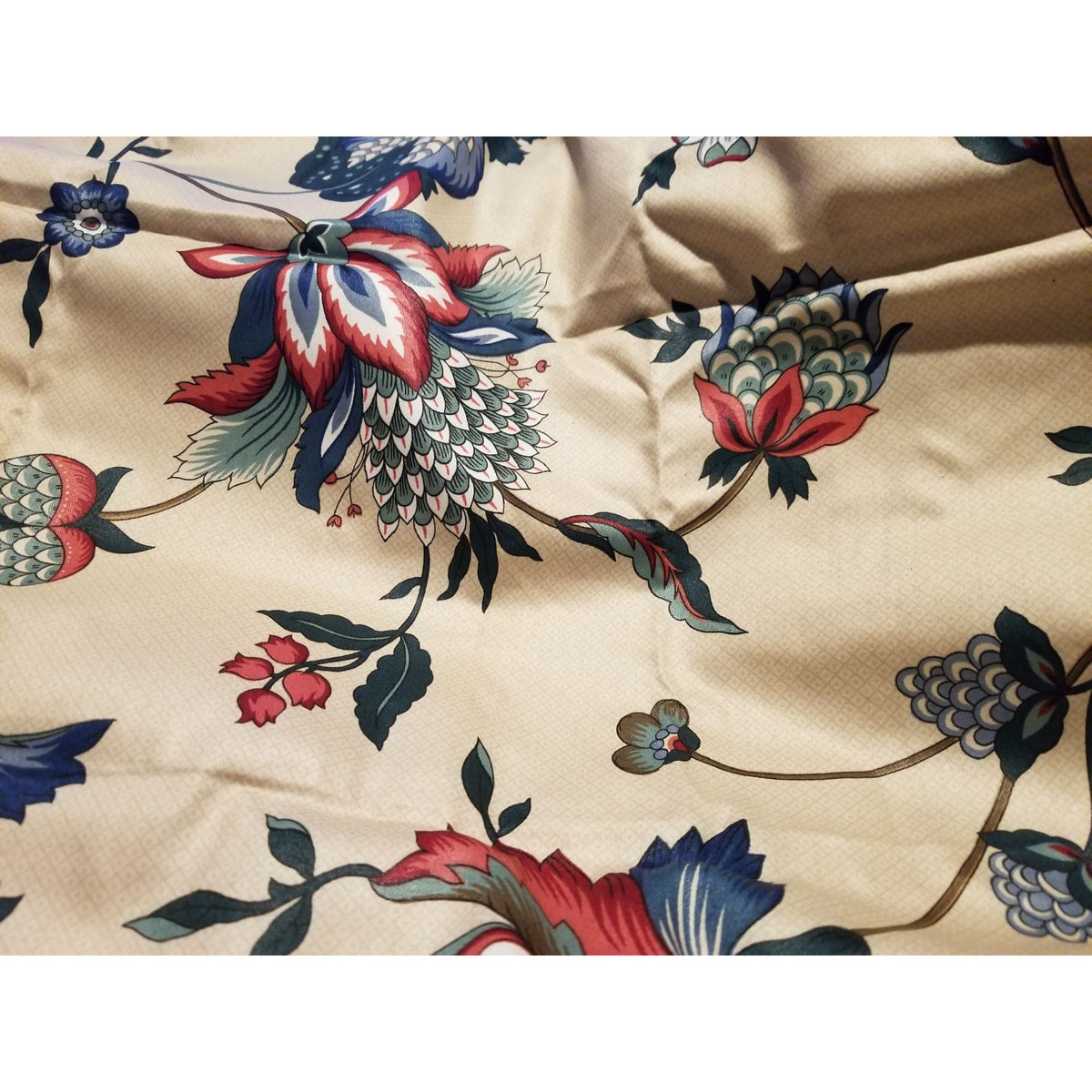 Material Cotton Blend Cream Fabric Dry Clean Only Big Flowers   36 " x  58" Cotton