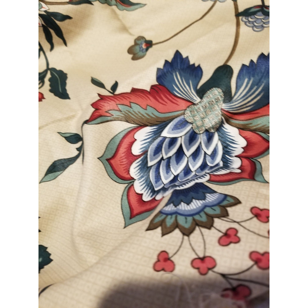 Material Cotton Blend Cream Fabric Dry Clean Only Big Flowers   36 " x  58" Cotton