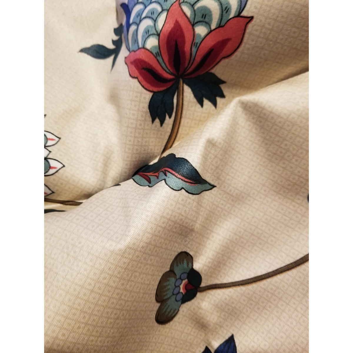 Material Cotton Blend Cream Fabric Dry Clean Only Big Flowers   36 " x  58" Cotton