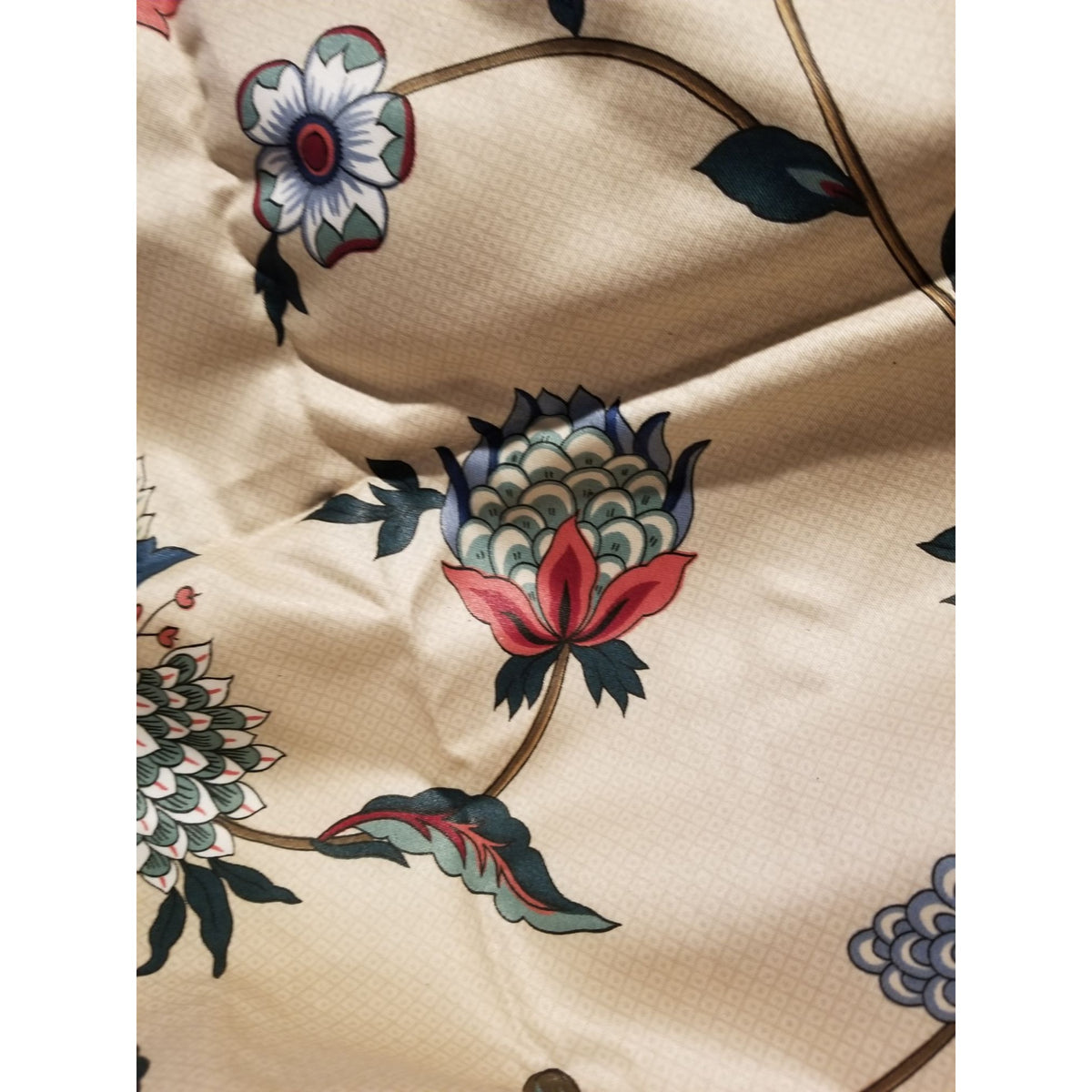 Material Cotton Blend Cream Fabric Dry Clean Only Big Flowers   36 " x  58" Cotton