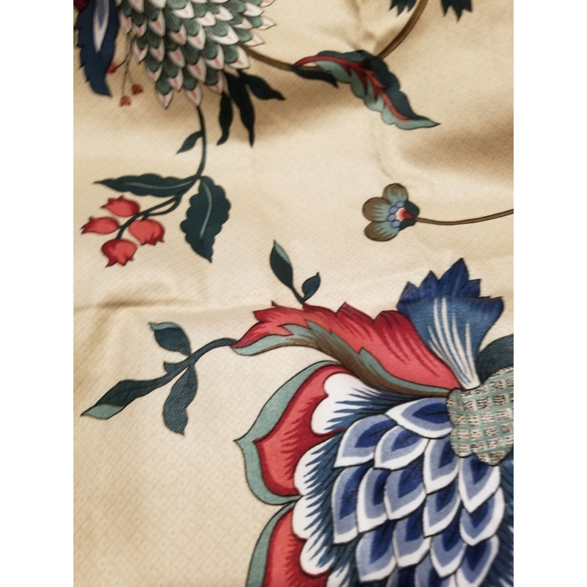 Material Cotton Blend Cream Fabric Dry Clean Only Big Flowers   36 " x  58" Cotton