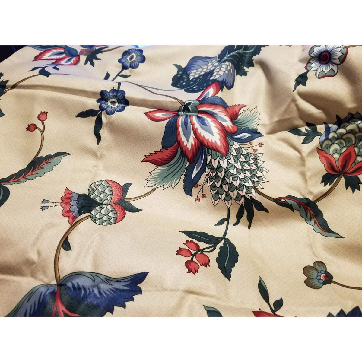 Material Cotton Blend Cream Fabric Dry Clean Only Big Flowers   36 " x  58" Cotton