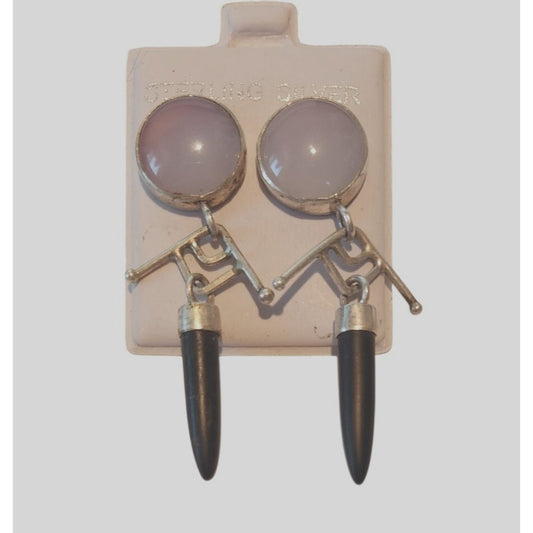 Earrings Blue Chalcedony Onyx Silver Post Silver Drop 10gr  Jerry & Fran Harr