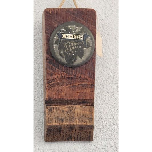 Wood Wine Barrel Sign Grape Cluster button Wine Stave Stained Hanger