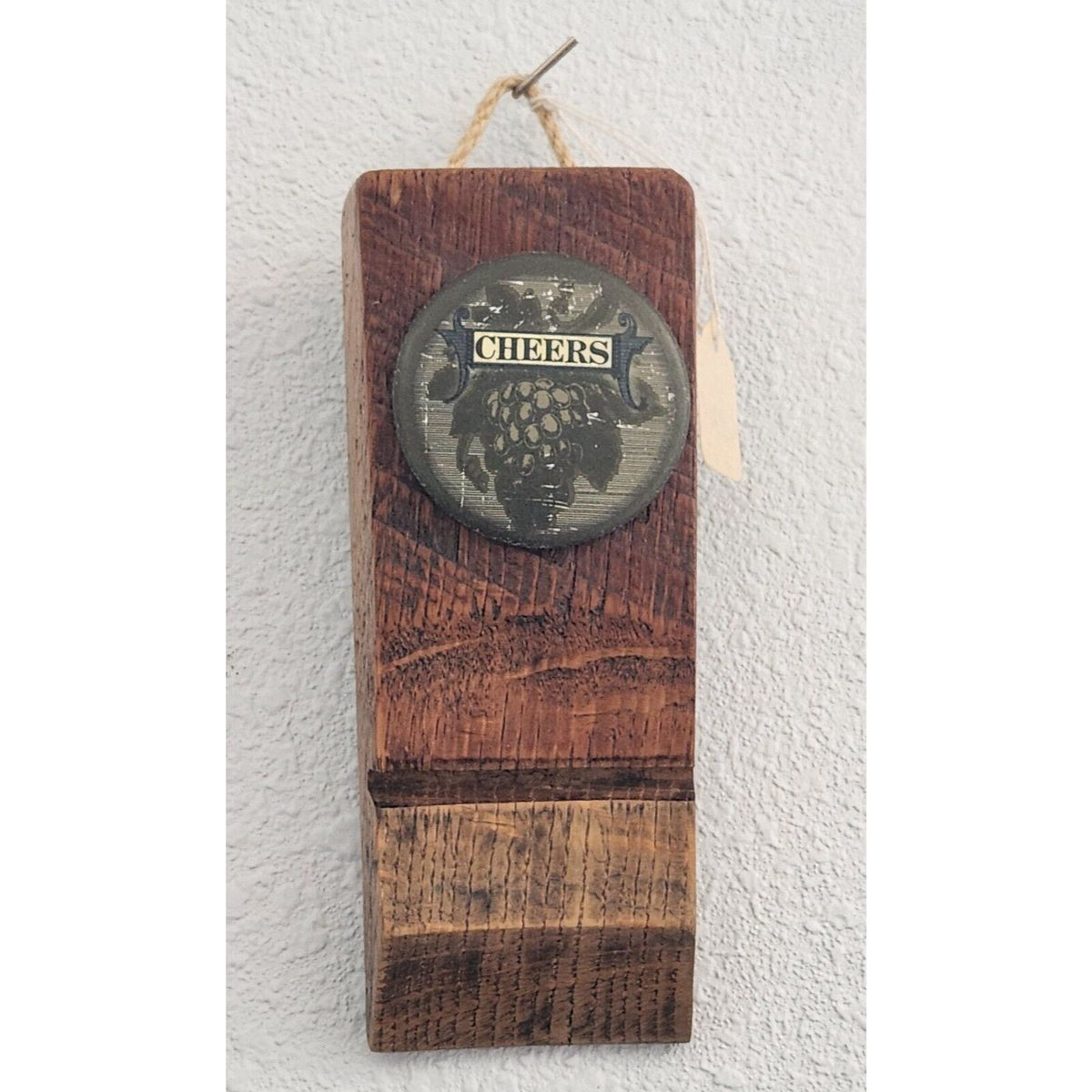 Wood Wine Barrel Sign Grape Cluster button Wine Stave Stained Hanger