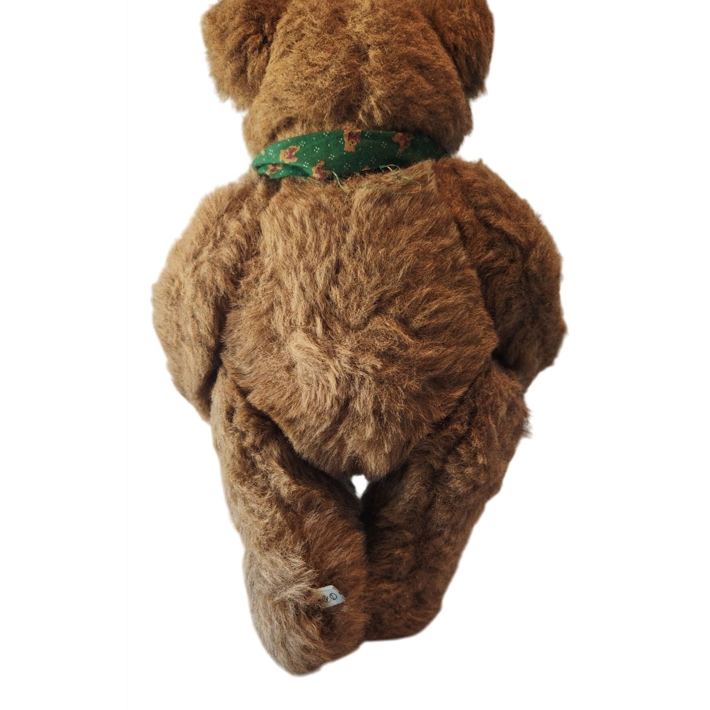 Toy Vintage Brown Teddy Bear With Green Christmas Scarf