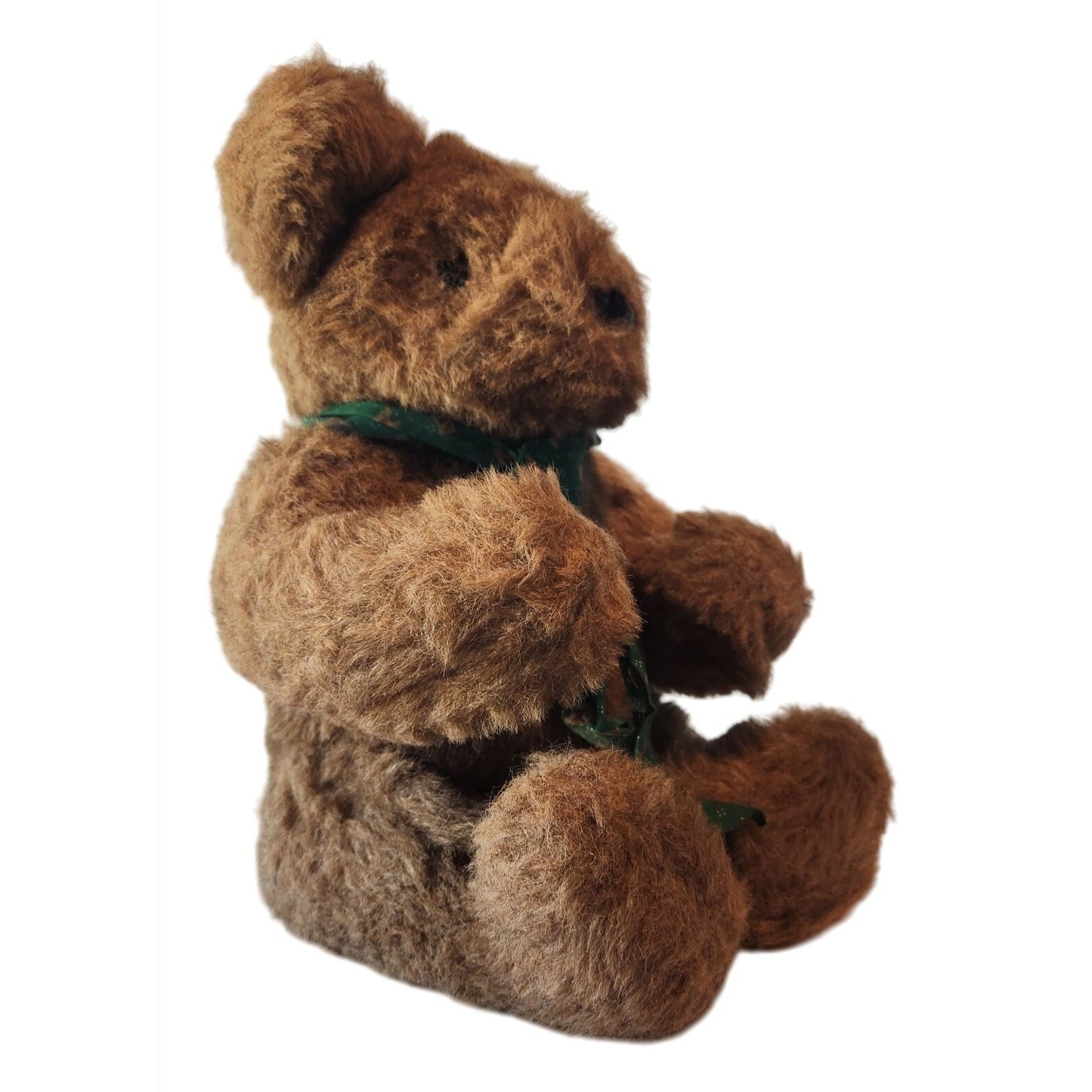 Toy Vintage Brown Teddy Bear With Green Christmas Scarf