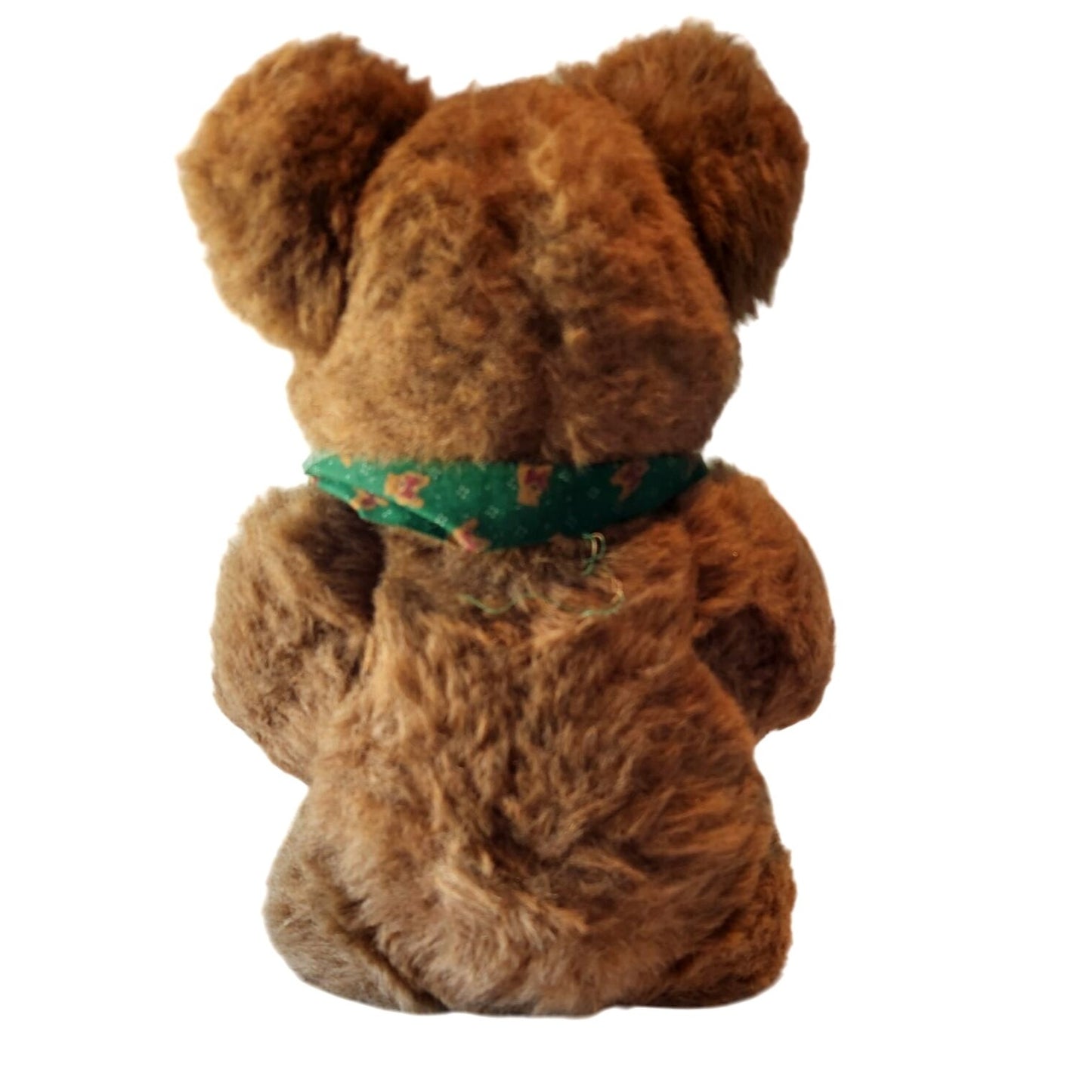 Toy Vintage Brown Teddy Bear With Green Christmas Scarf
