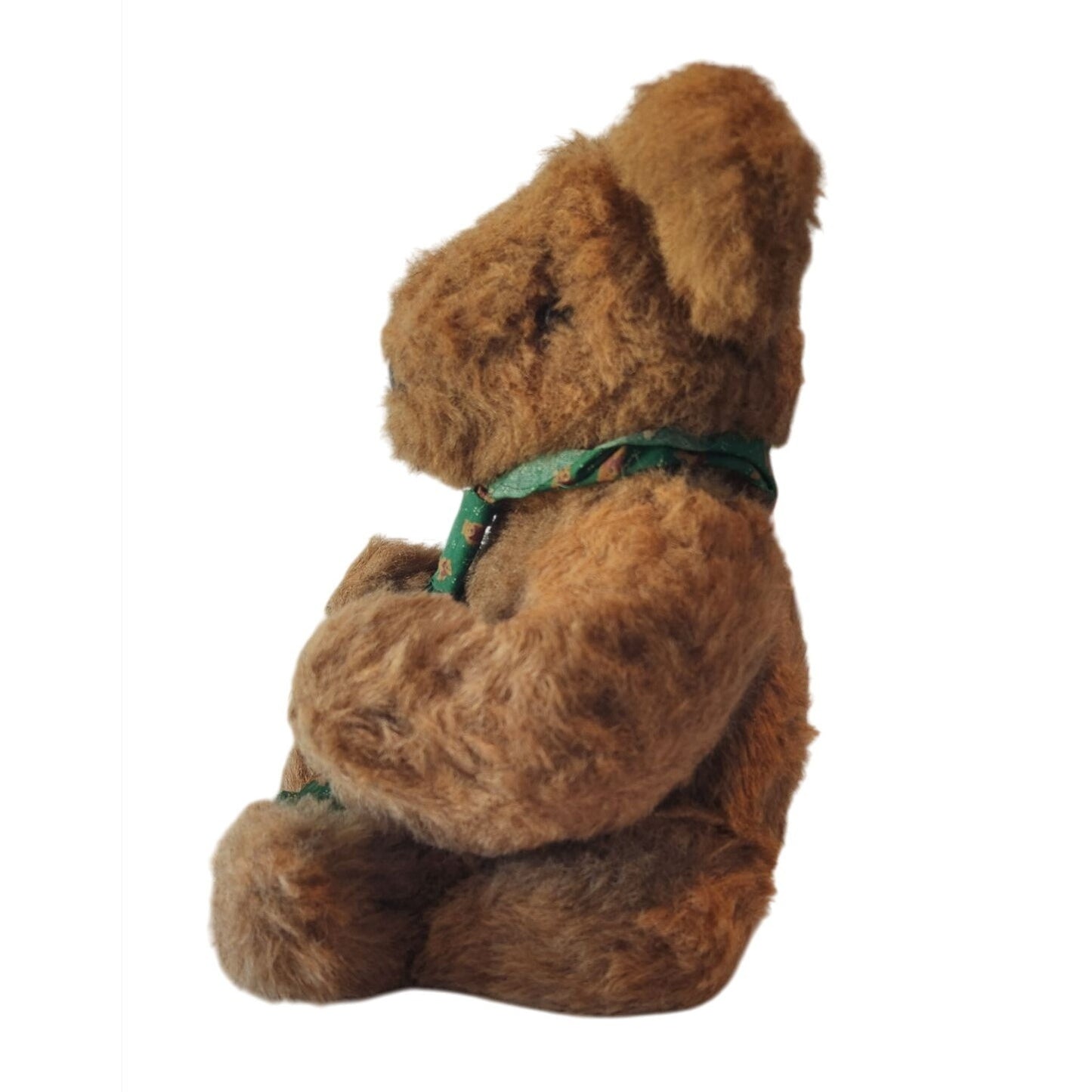 Toy Vintage Brown Teddy Bear With Green Christmas Scarf