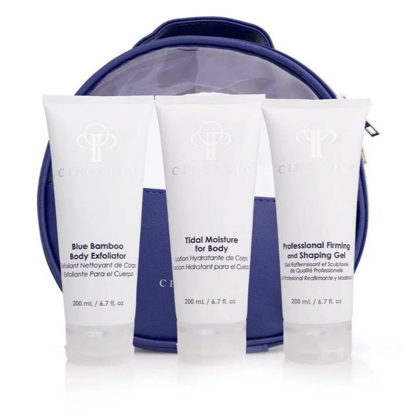 Skincare Circadia Body Regimen Bundle 3 piece  Kit  1 each 6.7 oz  Tidal Moisture  Blue Bamboo   Pro Firming & Shaping   and  Blue Bag