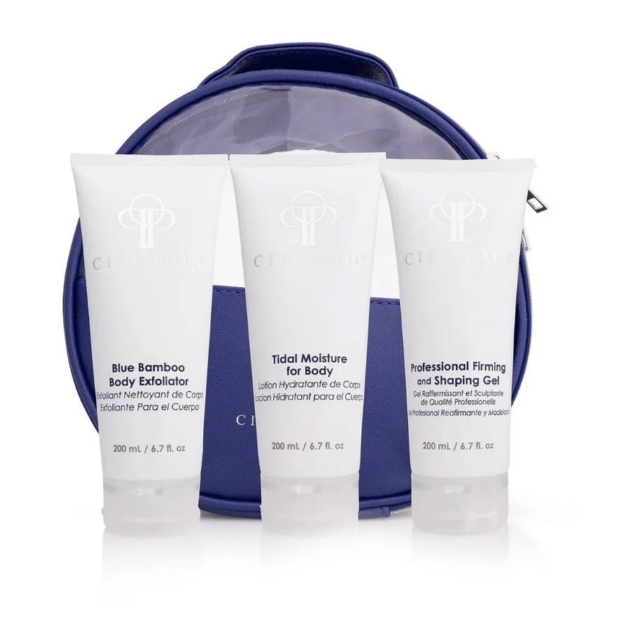 Skincare Circadia Body Regimen Bundle 3 piece  Kit  1 each 6.7 oz  Tidal Moisture  Blue Bamboo   Pro Firming & Shaping   and  Blue Bag