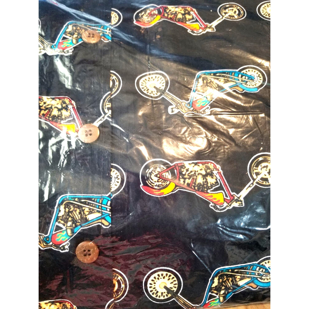 Shirt Men Large David Carey Original  Chopper Motorcycles Short Sleeve Button-Up  Shirt 100% Cotton