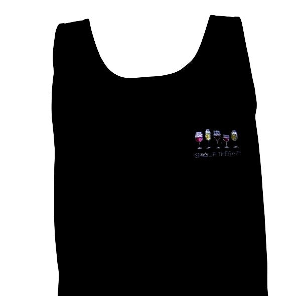 T-Shirt Tank Top  Black Gildan Size  XLange Cotton Group of 5 Wine Glasses