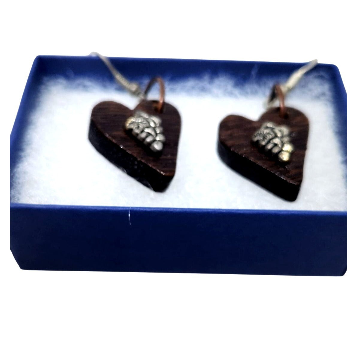 Earrings Heart Shape 1 " Wood Wine Barrel Grape Charm