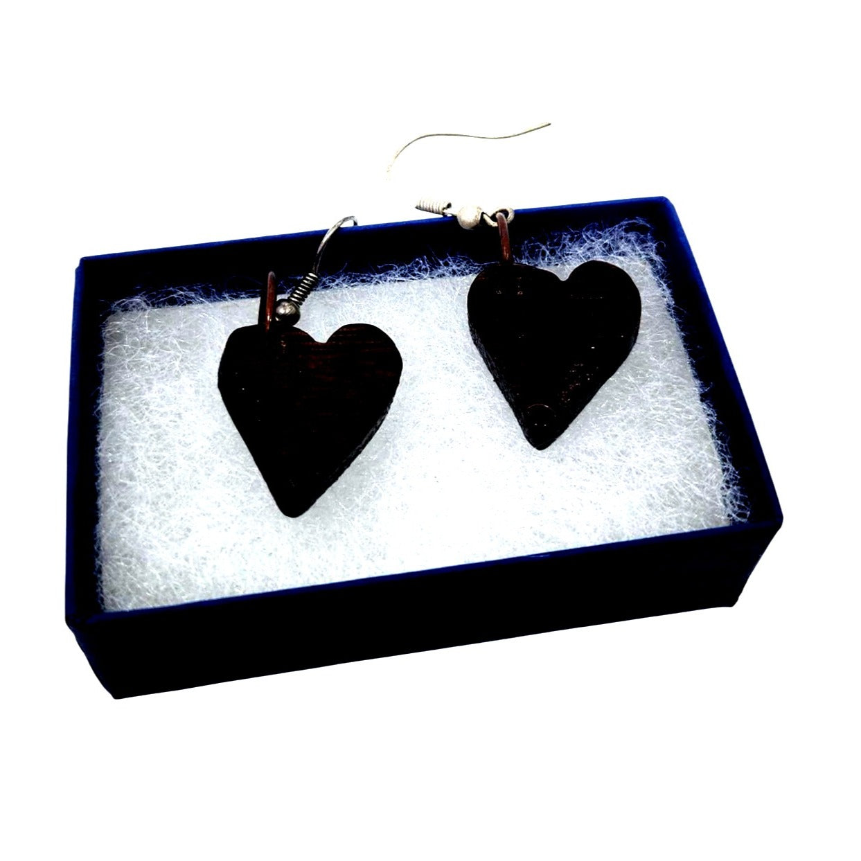 Earrings Heart Shape 1 " Wood Wine Barrel Grape Charm