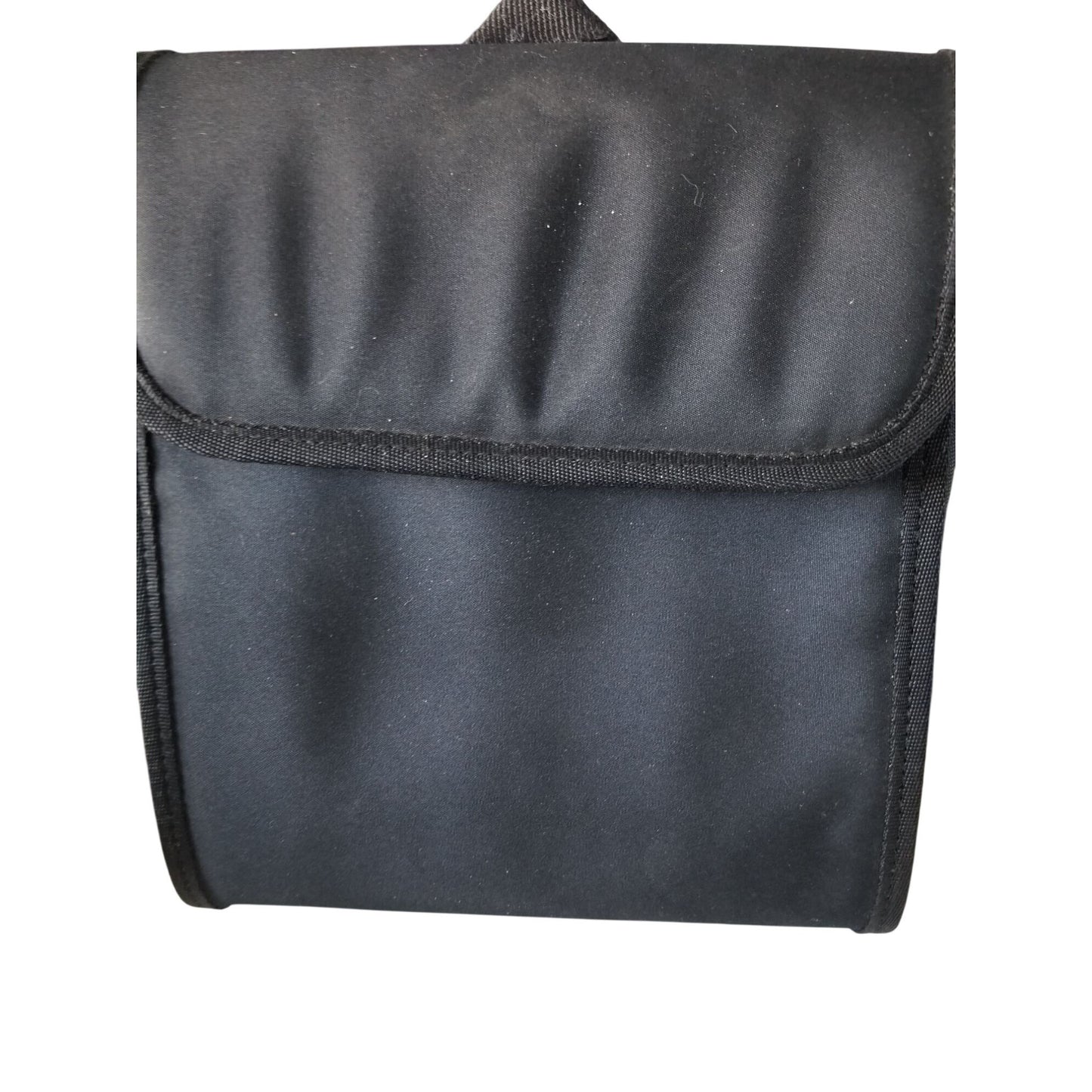 Bag  Travel On Cosmetic Bag 2 Mirrors Zip Nylon bag Brush Make-up Holders Zip Top 8" x 8" closed Black