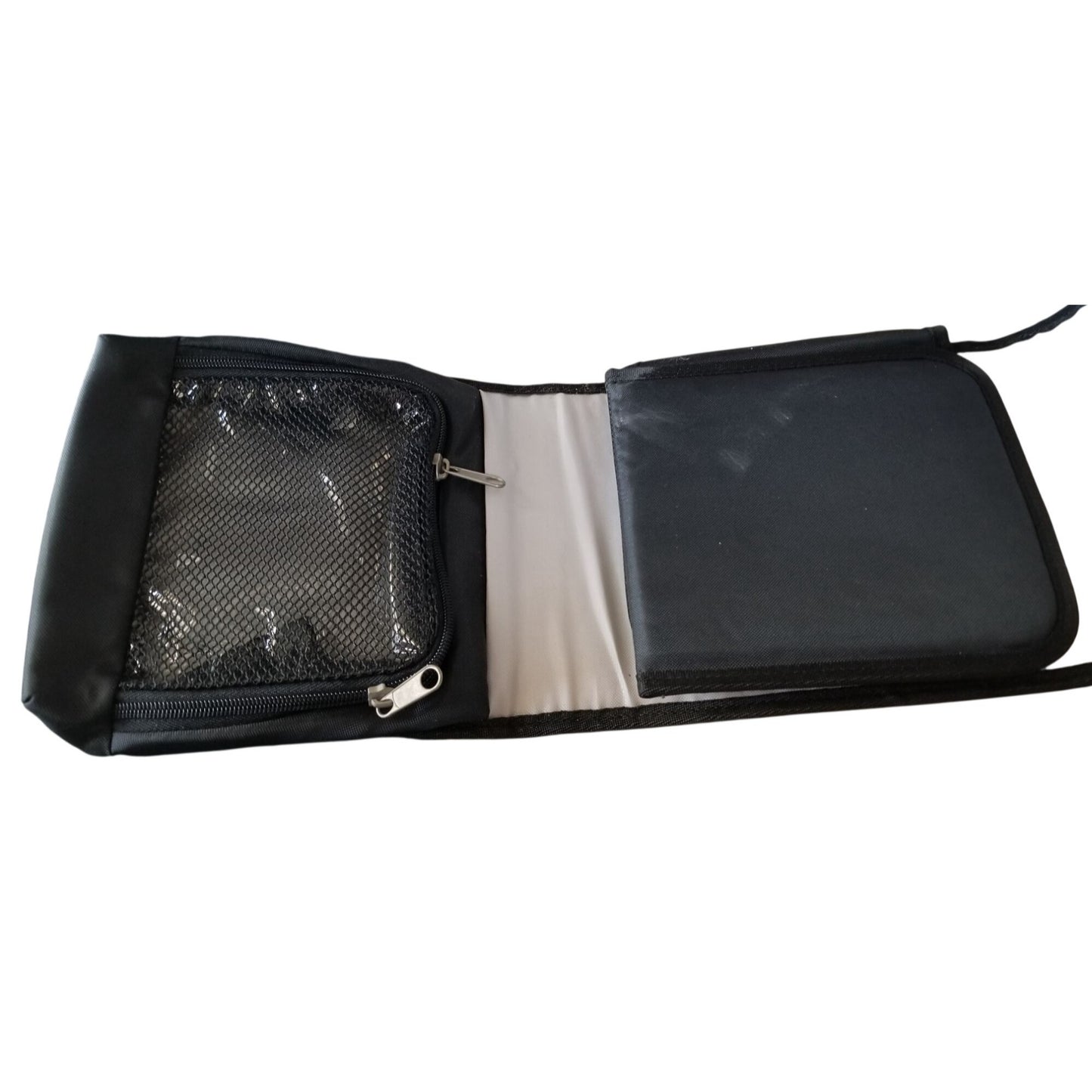 Bag  Travel On Cosmetic Bag 2 Mirrors Zip Nylon bag Brush Make-up Holders Zip Top 8" x 8" closed Black