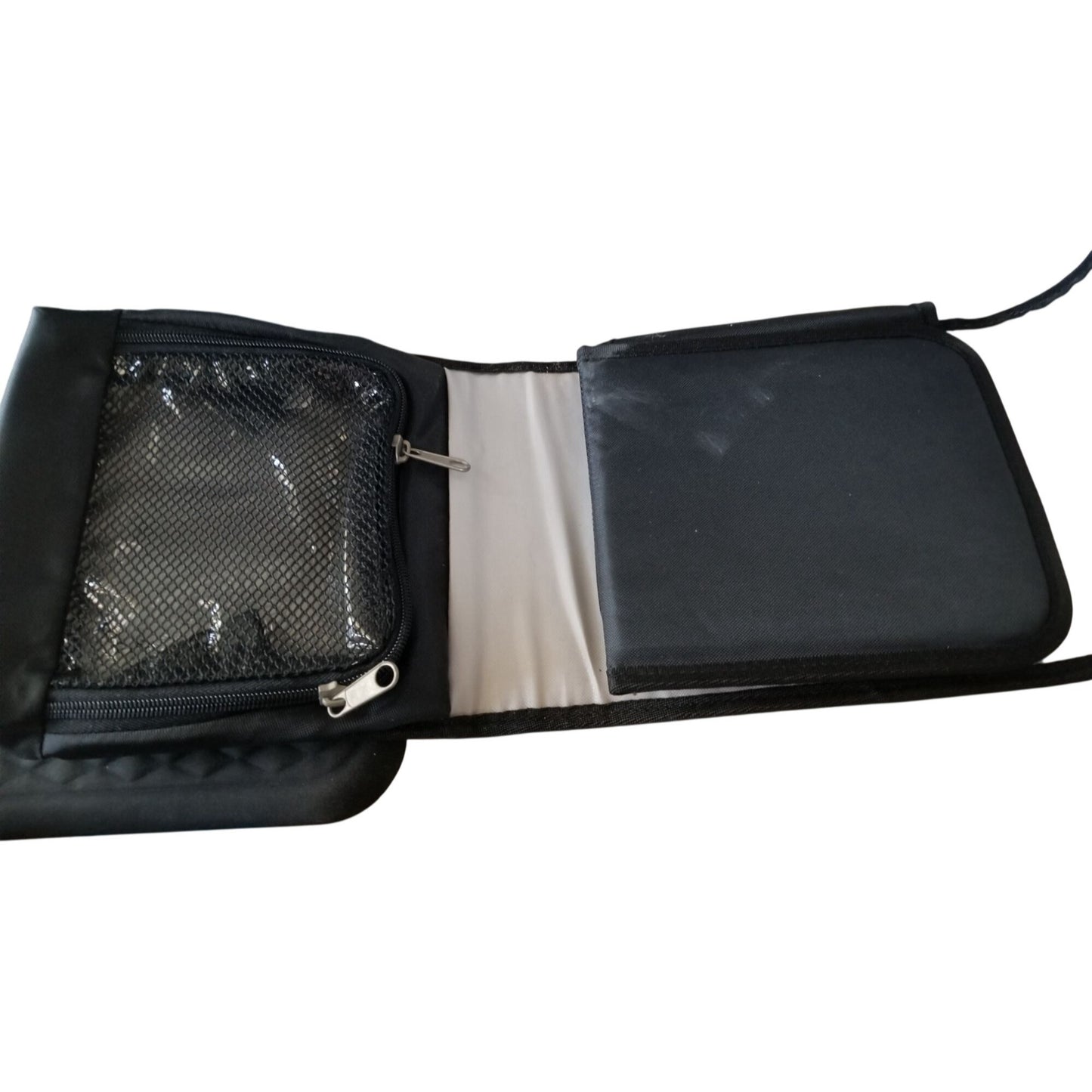 Bag  Travel On Cosmetic Bag 2 Mirrors Zip Nylon bag Brush Make-up Holders Zip Top 8" x 8" closed Black
