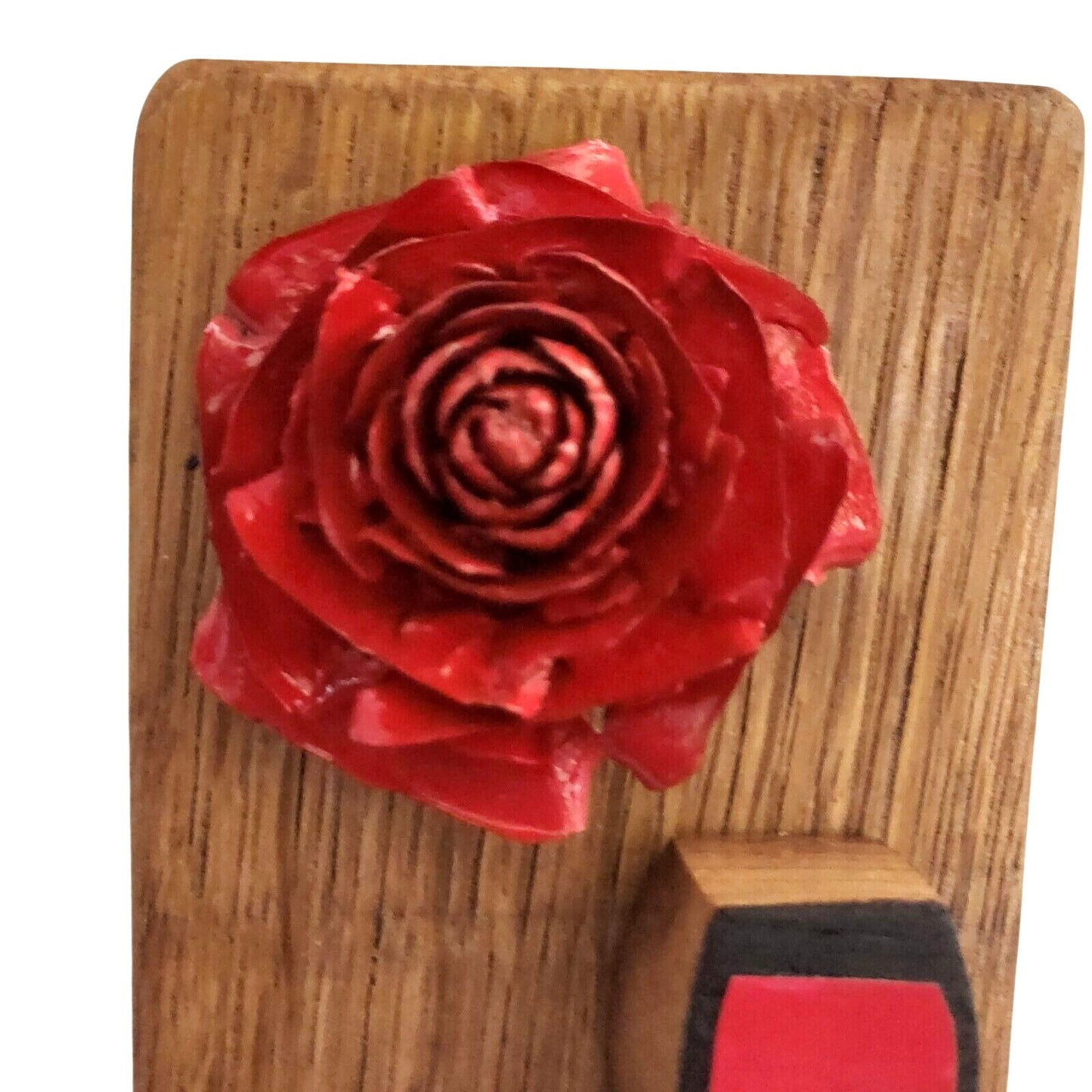 Wood Wine Barrel Sign Red Rose Red Wine Glass Wine Stave Stained Hanger