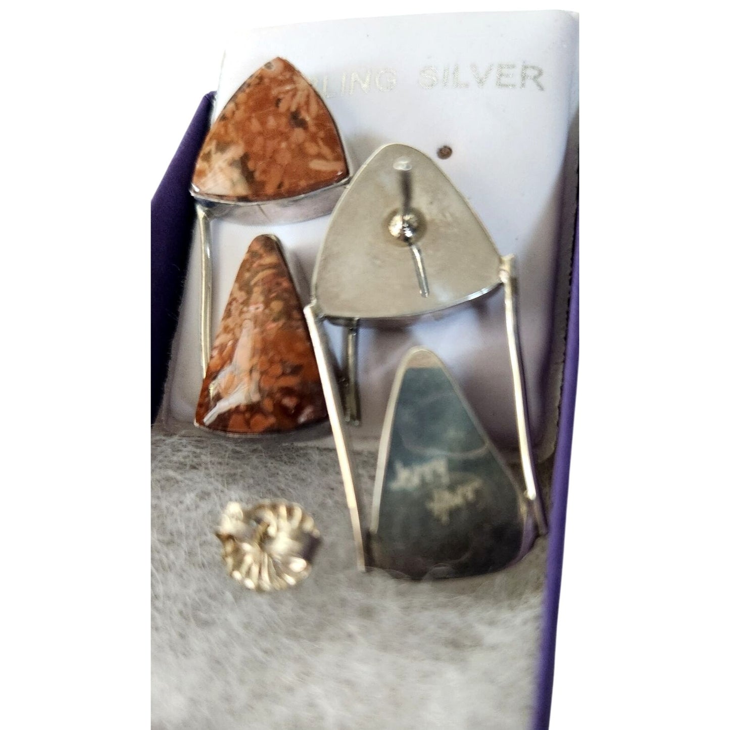 Earrings Moonkaite Jasper Post Silver Drop 10 gr  Jerry & Fran Harr Handmade