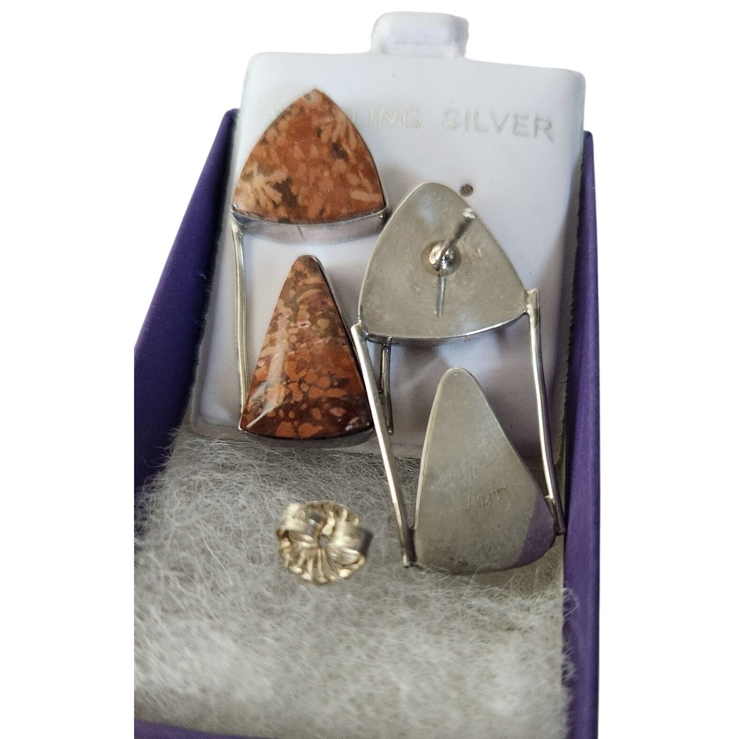 Earrings Moonkaite Jasper Post Silver Drop 10 gr  Jerry & Fran Harr Handmade