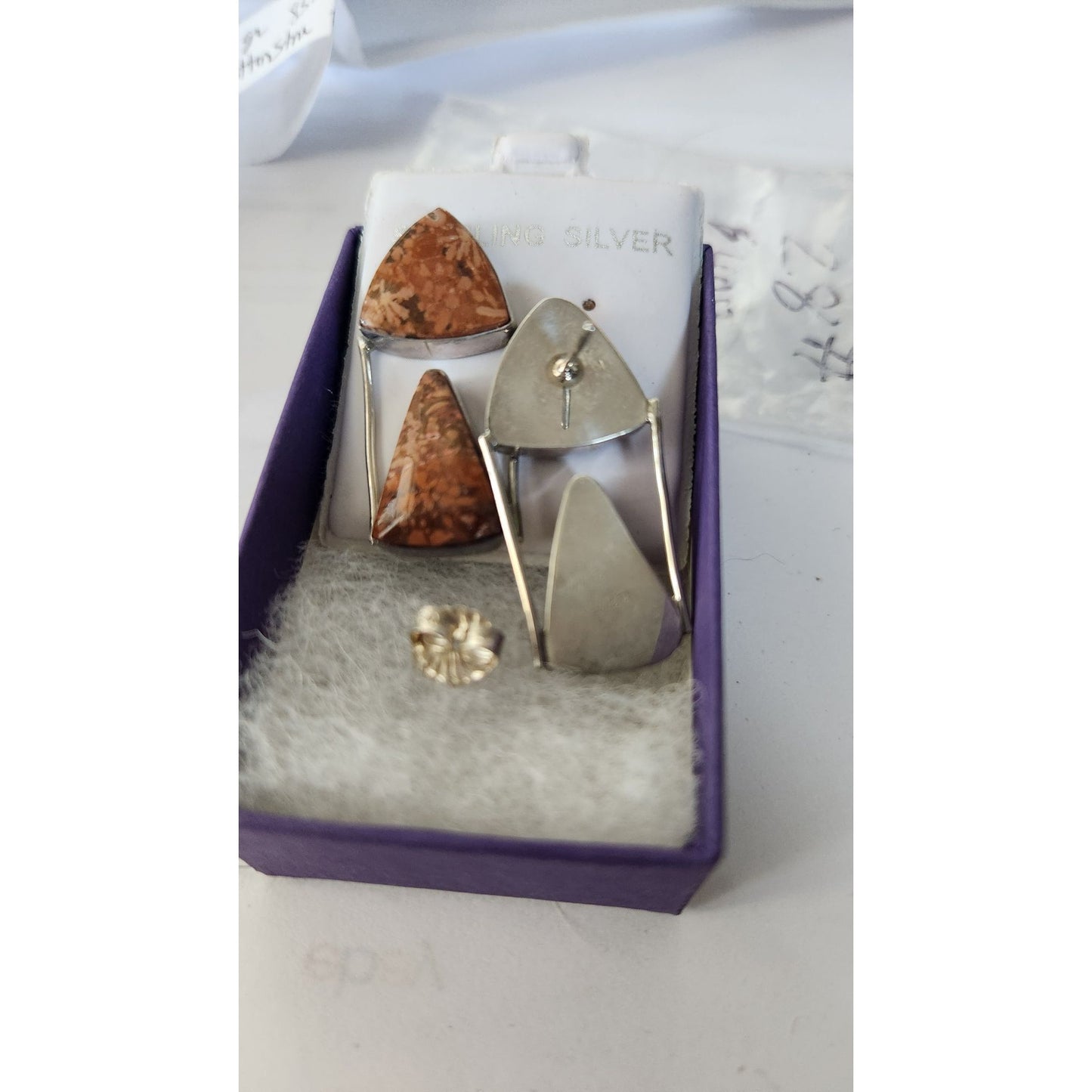 Earrings Moonkaite Jasper Post Silver Drop 10 gr  Jerry & Fran Harr Handmade