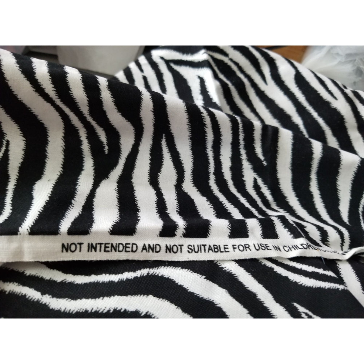 Material  White Cotton Fabric Black & White Zebra Stripes JoAnn Fabric  44" x  44" Cotton