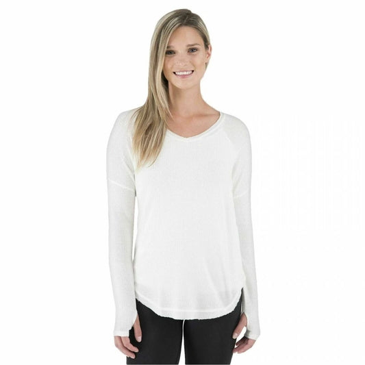 Shirt Wander by Hottotties Women's Waffle Collection Lea Long Sleeve V-Neck
