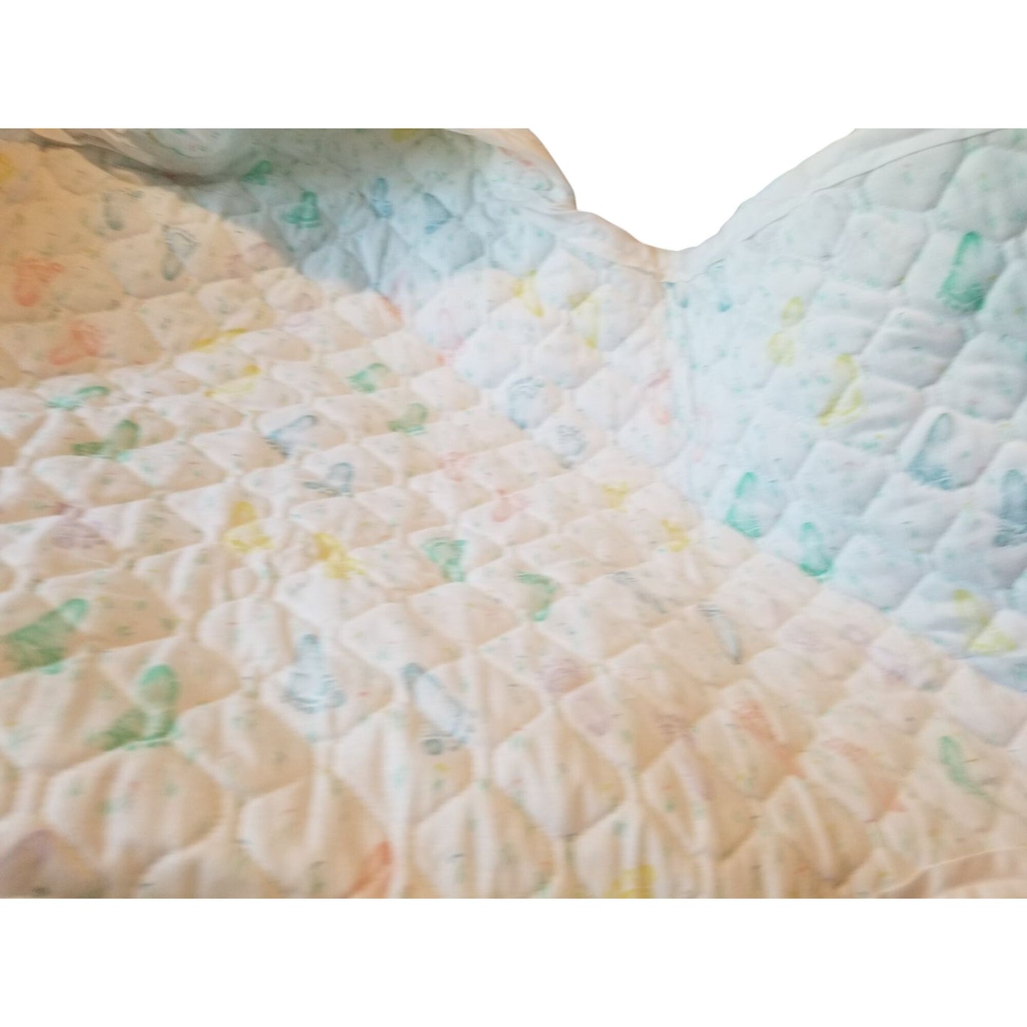 Baby Bunting Quilted Printed Baby Feet White Trim Hood Folded 2 side and a bottom flap