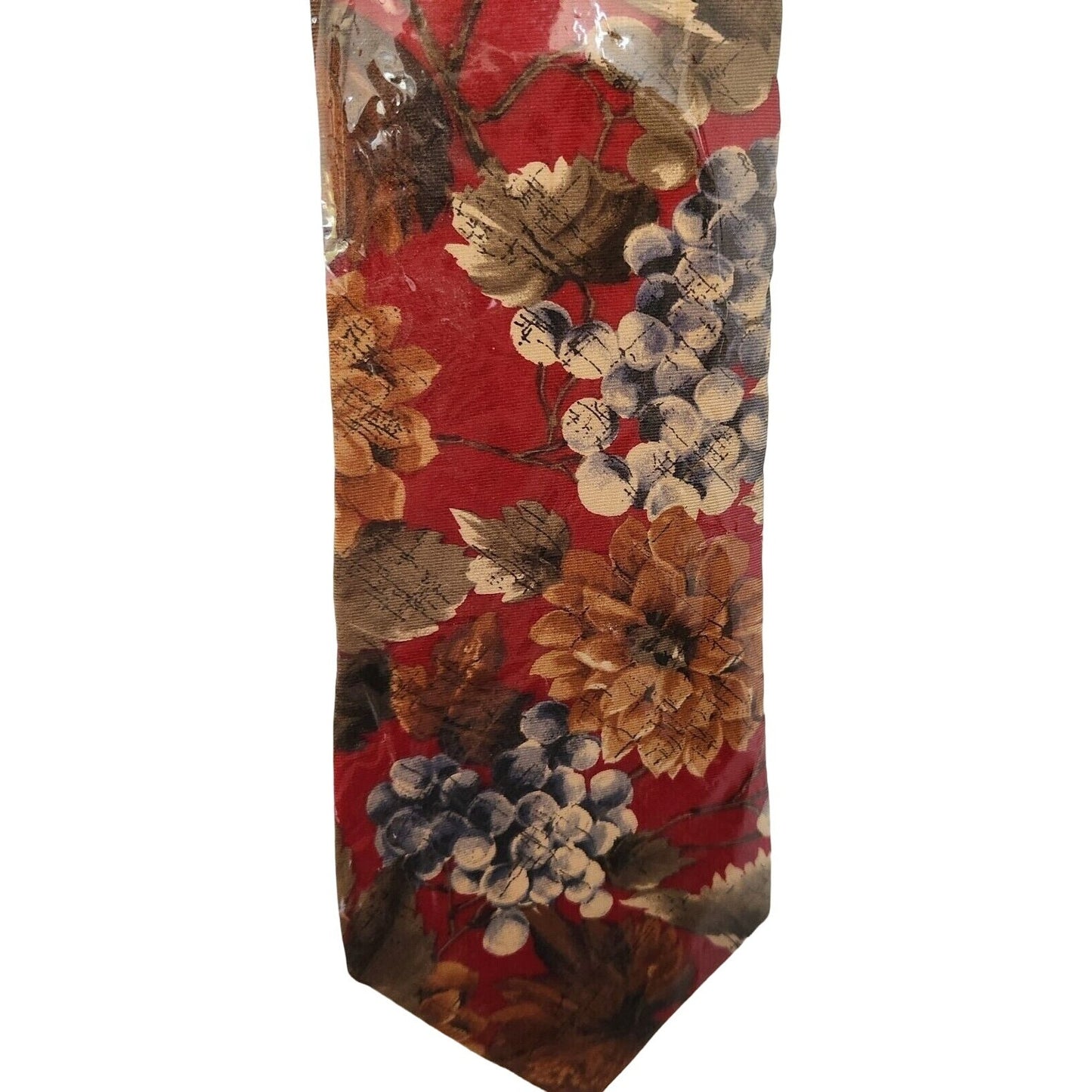 Tie Silk Brand Bugatti Red Multi Color Grape Clusters  Mum's 56" x 4"  100% Silk