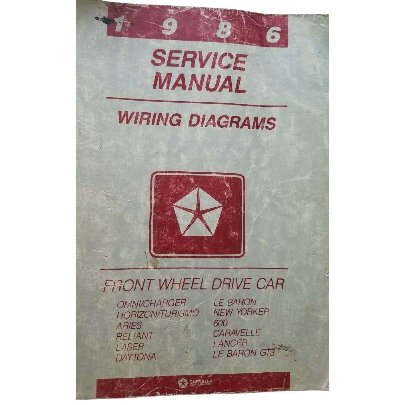 Book 1986 Chrysler Service Manual Wiring Diagrams Omni Charger Aries Reliant 600