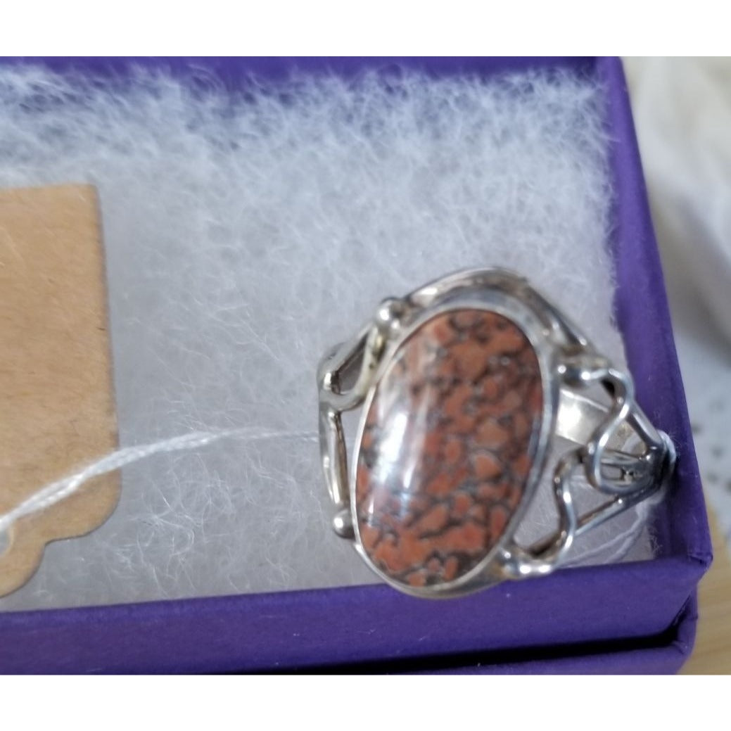 Ring Dinosauer Bone  Open Band  24 ct  4.8 Gr Size 8   15 mm x 10 mm  Harr  925 Silver