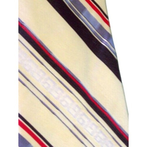 Tie Men's Silk Blend Hai Yan Neck Tie Red Yellow Brown White Stripes Narrow