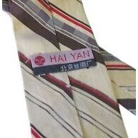 Tie Men's Silk Blend Hai Yan Neck Tie Red Yellow Brown White Stripes Narrow