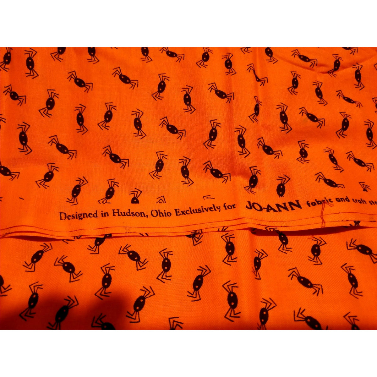 Material  Orange Fabric Spiders   44" x 38"   Cotton Craft Clothing fabric Joann  Fabric