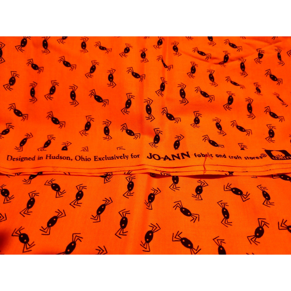 Material  Orange Fabric Spiders   44" x 38"   Cotton Craft Clothing fabric Joann  Fabric