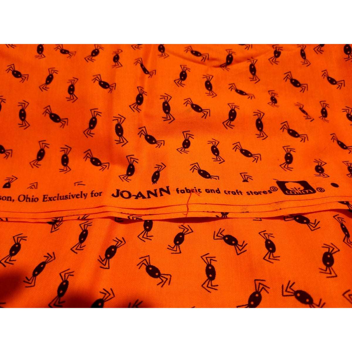 Material  Orange Fabric Spiders   44" x 38"   Cotton Craft Clothing fabric Joann  Fabric