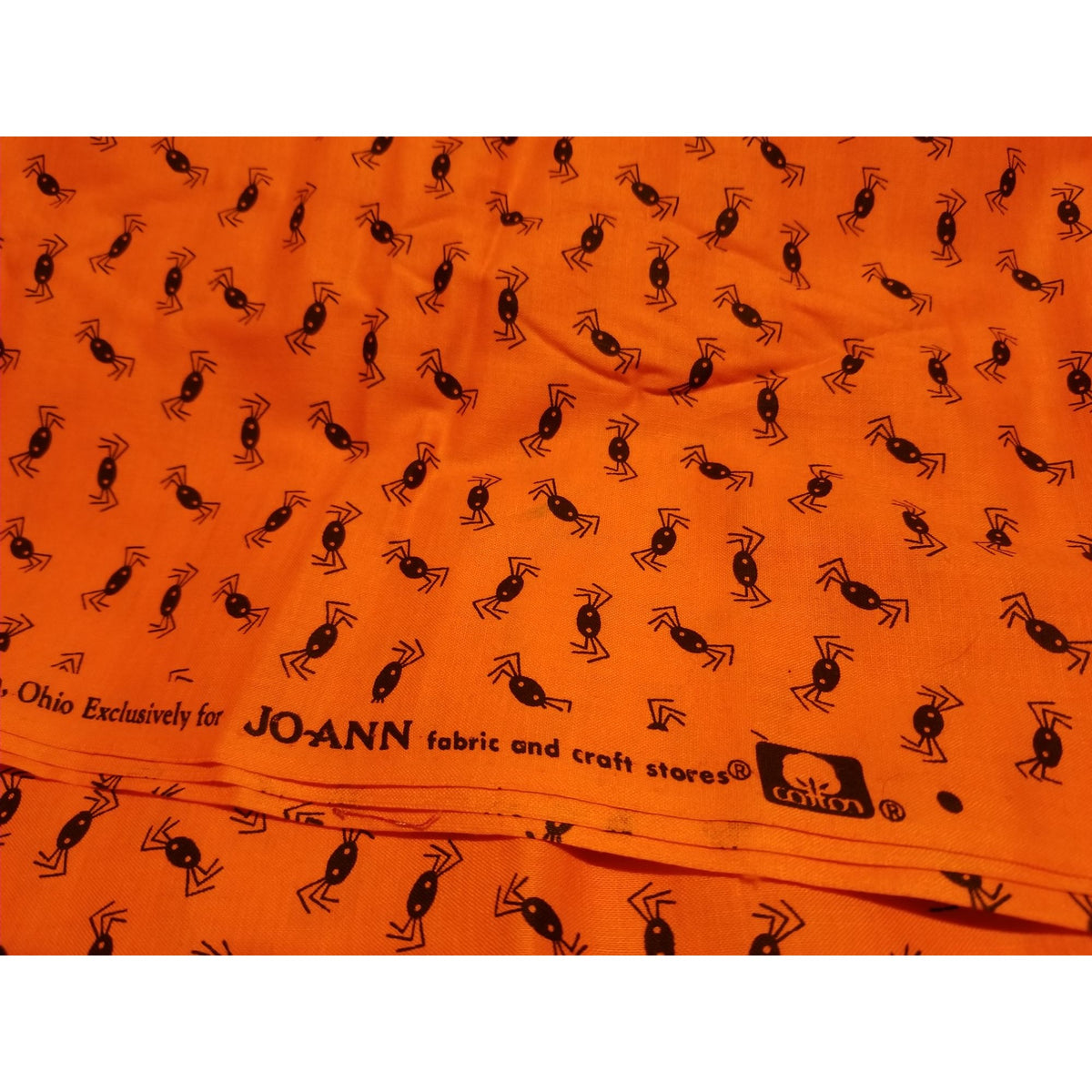 Material  Orange Fabric Spiders   44" x 38"   Cotton Craft Clothing fabric Joann  Fabric