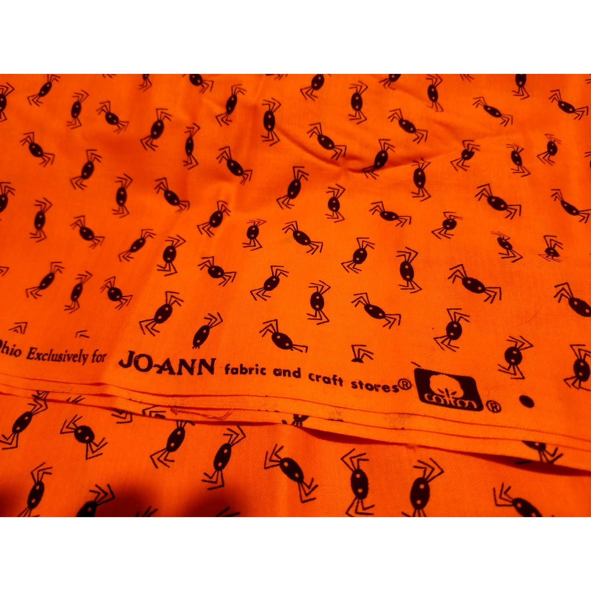 Material  Orange Fabric Spiders   44" x 38"   Cotton Craft Clothing fabric Joann  Fabric