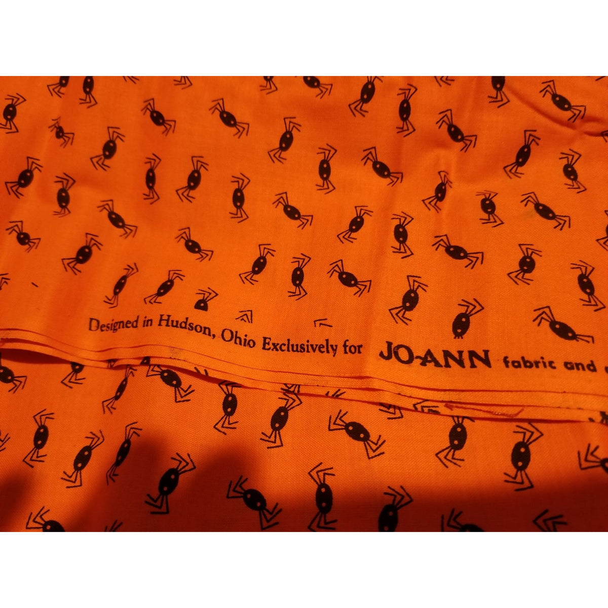 Material  Orange Fabric Spiders   44" x 38"   Cotton Craft Clothing fabric Joann  Fabric