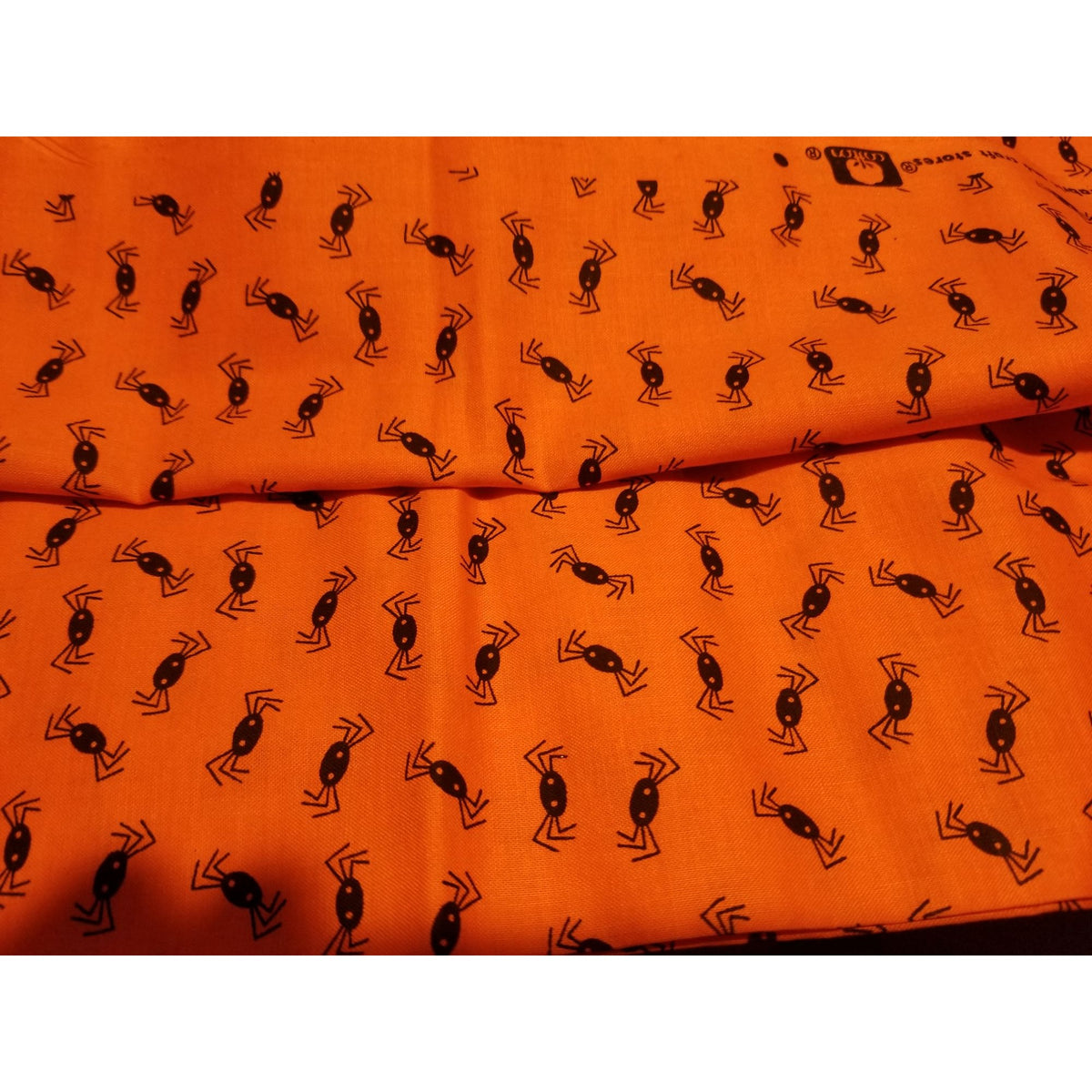 Material  Orange Fabric Spiders   44" x 38"   Cotton Craft Clothing fabric Joann  Fabric
